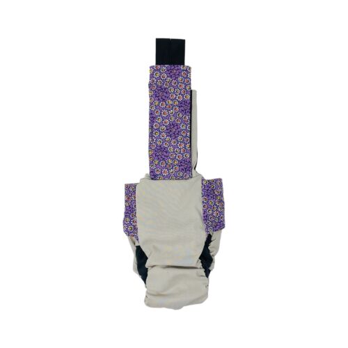 lavender daisy flower on frosty cream cat diaper overall - back lavender daisy flower on frosty cream cat diaper overall - back