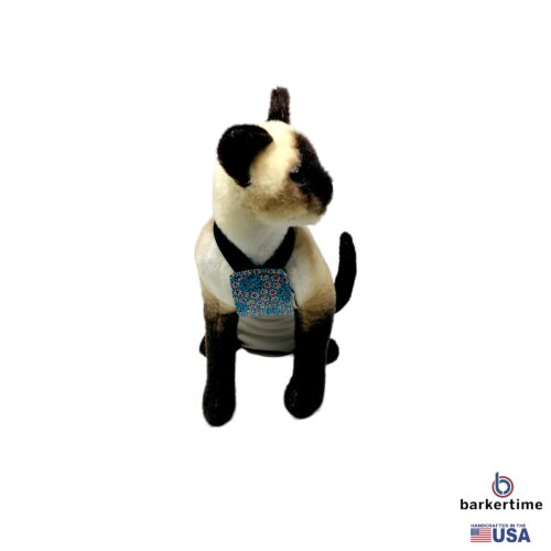 light blue daisy flower on frosty cream cat diaper overall - model 2 light blue daisy flower on frosty cream cat diaper overall - model 2