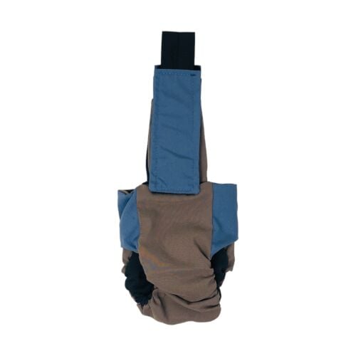 light blue on brown cat diaper overall - back light blue on brown cat diaper overall - back