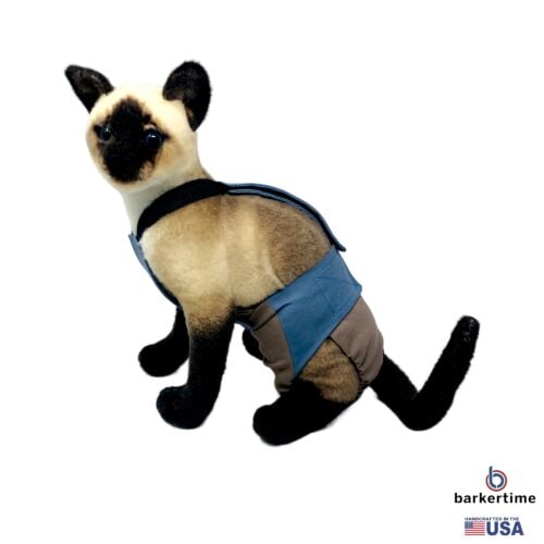 light blue on brown cat diaper overall - model 1 light blue on brown cat diaper overall - model 1