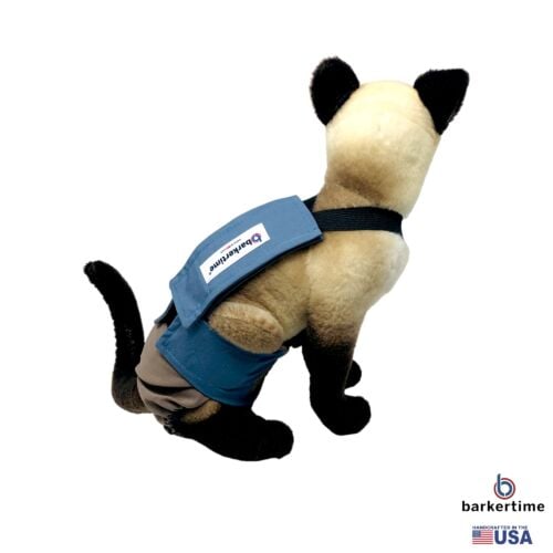 light blue on brown cat diaper overall - model 3 light blue on brown cat diaper overall - model 3