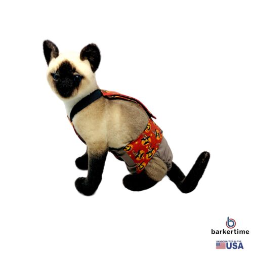 orange halloween pumkin witch on brown cat diaper overall - model 1 orange halloween pumkin witch on brown cat diaper overall - model 1