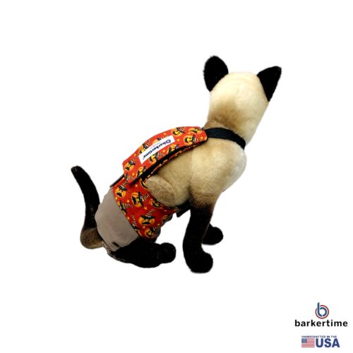 orange halloween pumkin witch on brown cat diaper overall - model 3 orange halloween pumkin witch on brown cat diaper overall - model 3