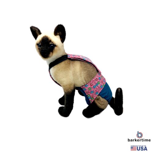 pink cosmos flowers on turquoise cat diaper overall - model 1 pink cosmos flowers on turquoise cat diaper overall - model 1