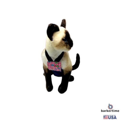 pink cosmos flowers on turquoise cat diaper overall - model 2 pink cosmos flowers on turquoise cat diaper overall - model 2