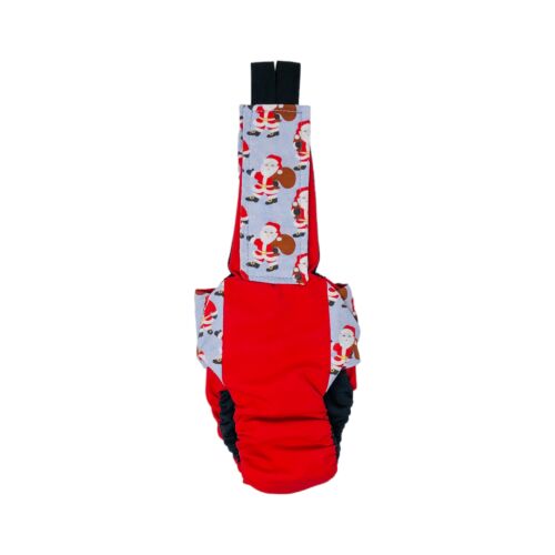 santa claus on red cat diaper overall - back santa claus on red cat diaper overall - back