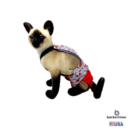 santa claus on red cat diaper overall - model 1 santa claus on red cat diaper overall - model 1