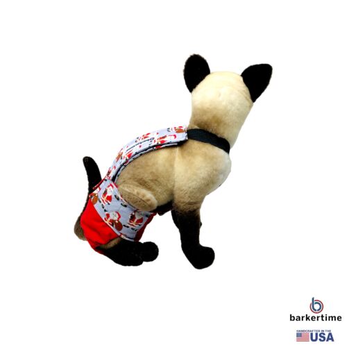 santa claus on red cat diaper overall - model 3 santa claus on red cat diaper overall - model 3