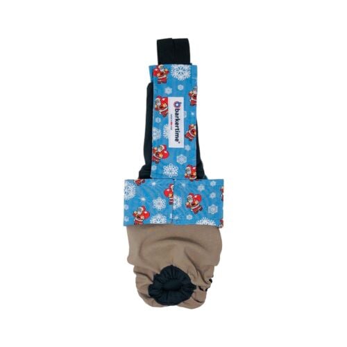 santa claus snowflakes on brown cat diaper overall