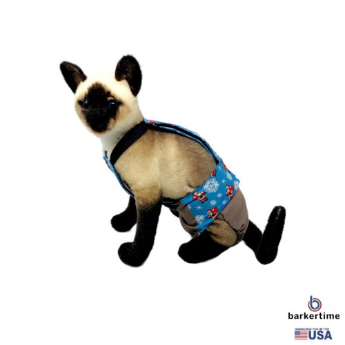 santa claus snowflakes on brown cat diaper overall - model 1 santa claus snowflakes on brown cat diaper overall - model 1