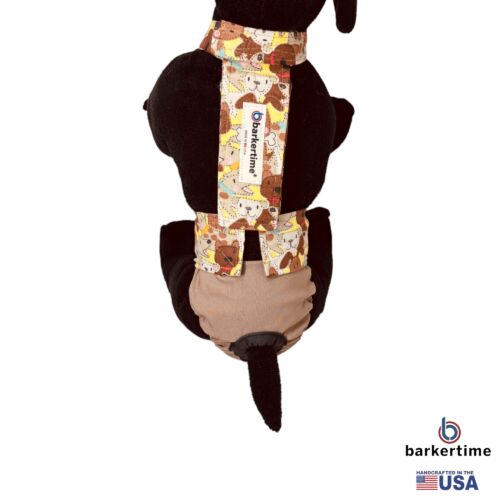 doggie with bones on brown diaper overall - model 2 doggie with bones on brown diaper overall - model 2