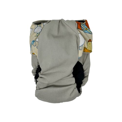 farm animals on frosty cream diaper - back farm animals on frosty cream diaper - back