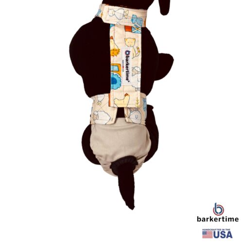 farm animals on frosty cream diaper overall - model 2 farm animals on frosty cream diaper overall - model 2