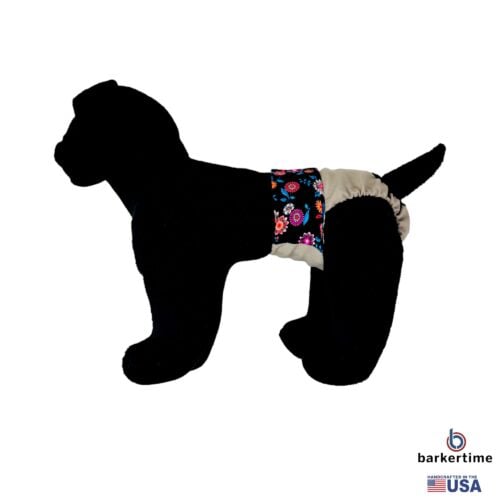 Black Spring Flower Bloom on Beige Dog Diaper - model 1 Black Spring Flower Bloom on Beige Dog Diaper - model 1