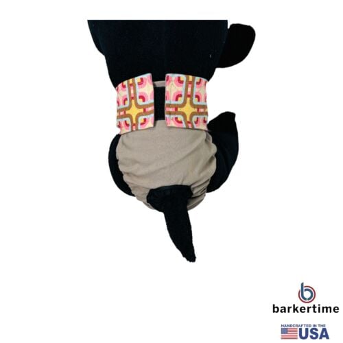 Mid Century Pop on Beige Dog Diaper - model 2 Mid Century Pop on Beige Dog Diaper - model 2