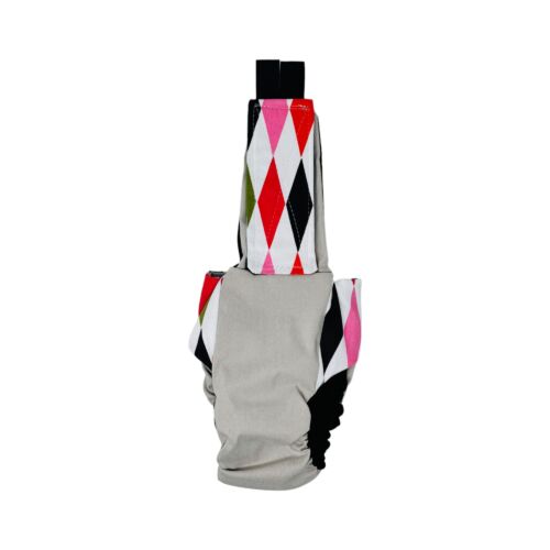 fancy harlequin on frosty cream cat diaper overall - back fancy harlequin on frosty cream cat diaper overall - back