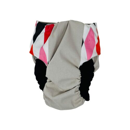 fancy harlequin on frosty cream diaper - back fancy harlequin on frosty cream diaper - back
