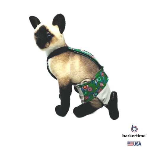 green spring flower on frosty cream cat diaper overall model 1 green spring flower on frosty cream cat diaper overall model 1