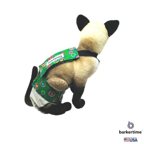 green spring flower on frosty cream cat diaper overall model 3 green spring flower on frosty cream cat diaper overall model 3