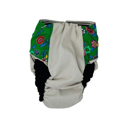 green spring flower on frosty cream diaper - back green spring flower on frosty cream diaper - back