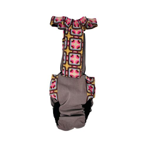 mid century pop on brown diaper overall - back mid century pop on brown diaper overall - back