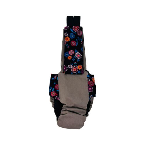 spring flower bloom on brown cat diaper overall - back spring flower bloom on brown cat diaper overall - back