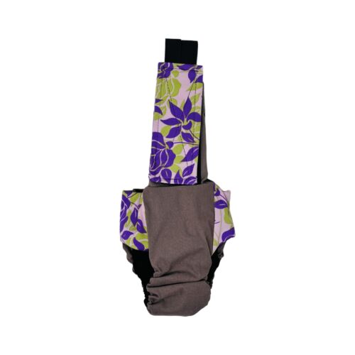purple rose on brown cat diaper overall - back purple rose on brown cat diaper overall - back
