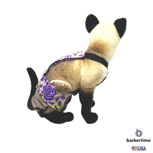 purple rose on brown cat diaper overall - model 3 purple rose on brown cat diaper overall - model 3