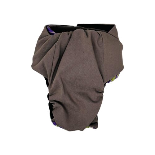 purple rose on brown diaper snappy - back purple rose on brown diaper snappy - back