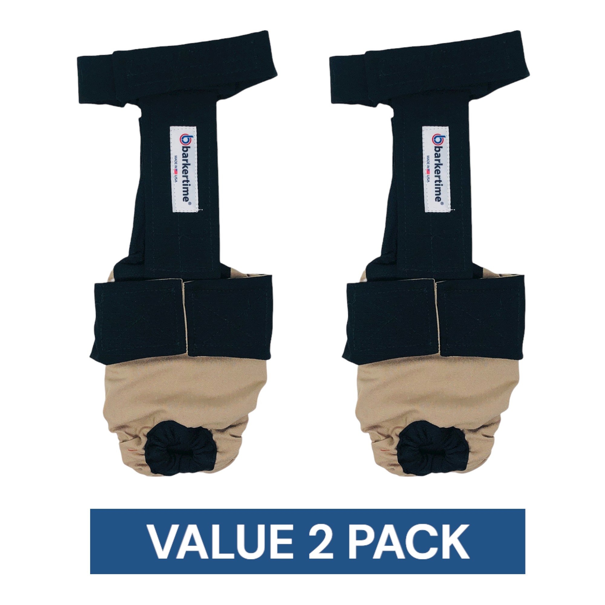 Value 2-pack: Black on Beige Dog Diaper Overall