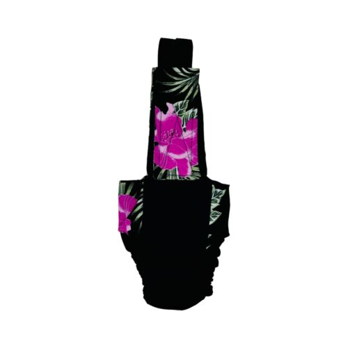 tropical twilight bloom cat diaper overall - black tropical twilight bloom cat diaper overall - black