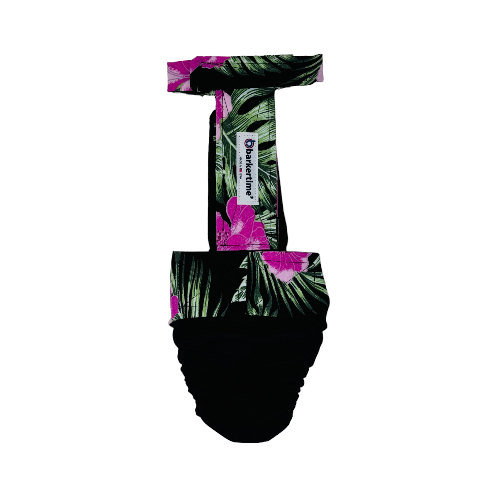 Tropical Twilight Bloom on Black Dog Diaper Overall
