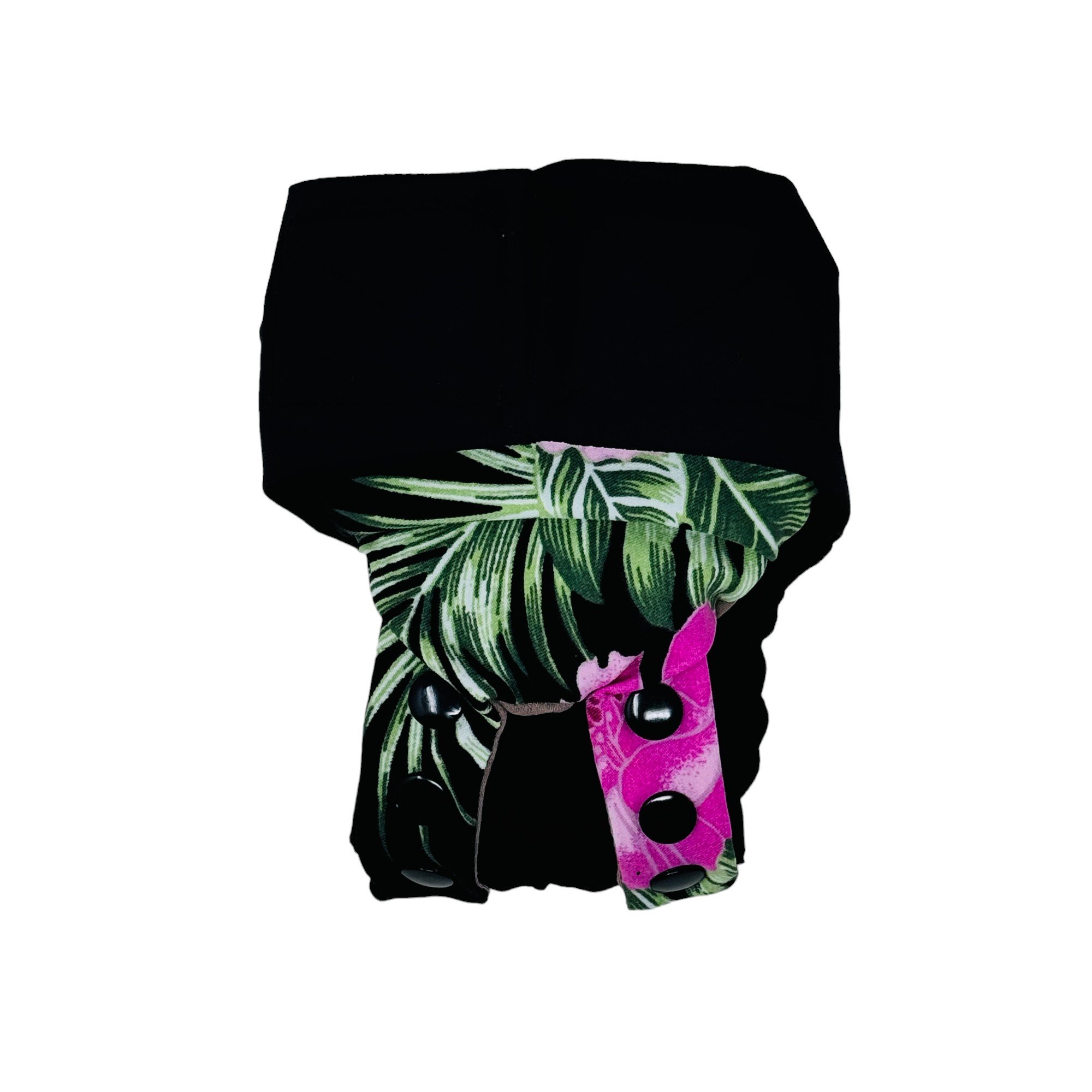 Tropical Twilight Bloom on Black Dog Diaper Snappy