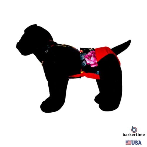 midnight blossom gala on red diaper overall - model 1 midnight blossom gala on red diaper overall - model 1