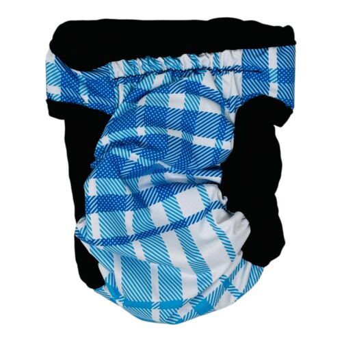 blue plaid diaper pull-up - back blue plaid diaper pull-up - back