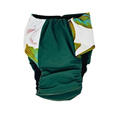Ivory Botanica on Green diaper - back Ivory Botanica on Green diaper - back