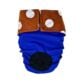 brown polka dot on blue diaper