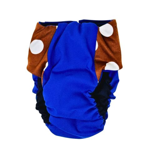 brown polka dot on blue diaper - back brown polka dot on blue diaper - back