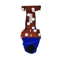 Brown Polka Dot on Blue Dog Diaper Overall