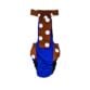 brown polka dot on blue diaper overall - back