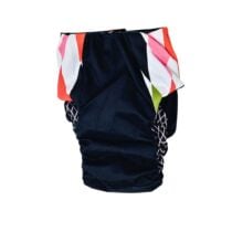 fancy harlequin on black diaper – back