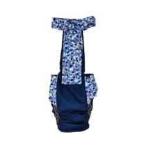 blue cosmos on navy diaper overall – back