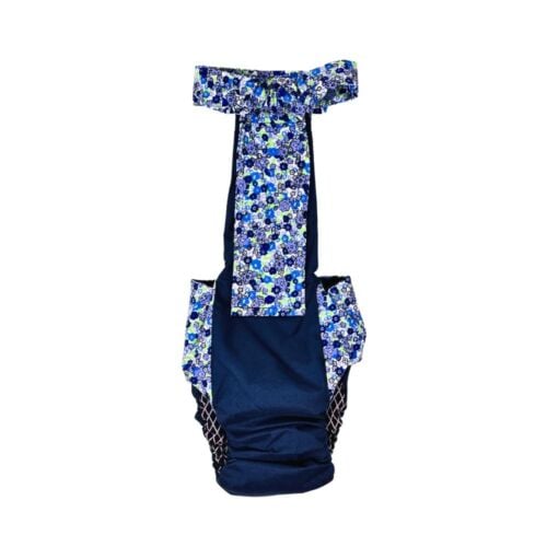 blue cosmos on navy diaper overall - back blue cosmos on navy diaper overall - back