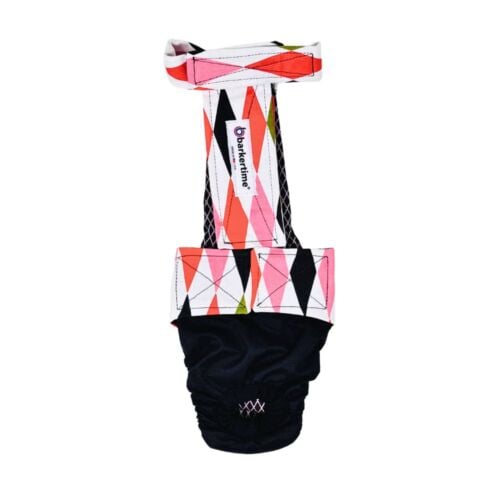 fancy harlequin on black diaper overall
