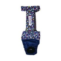 Flower Garden on Navy Dog Diaper Overall