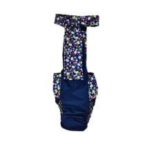 flower garden on navy diaper overall – back